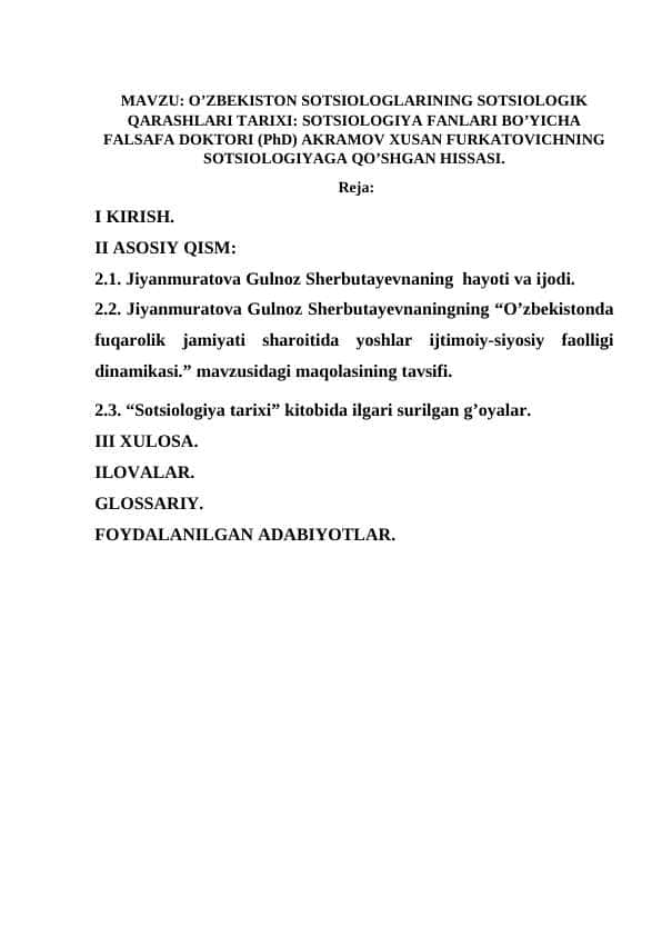 O’zbekiston_sotsiologlarining_sotsiologik_qarashlari_tarixi_Jiyanmuratova (2).docx