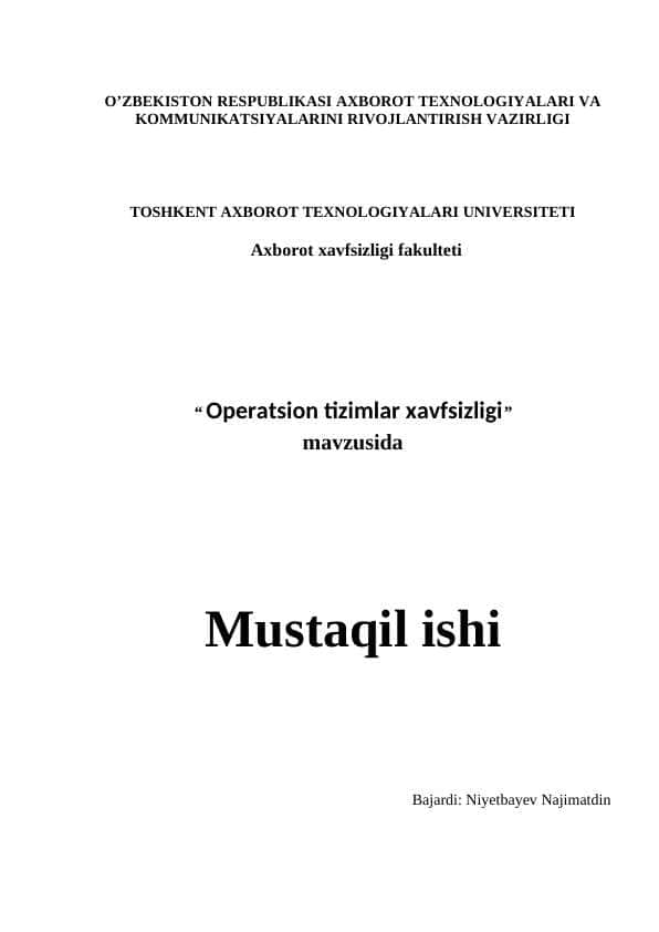 Operatsion tizimlar xavfsizligi
