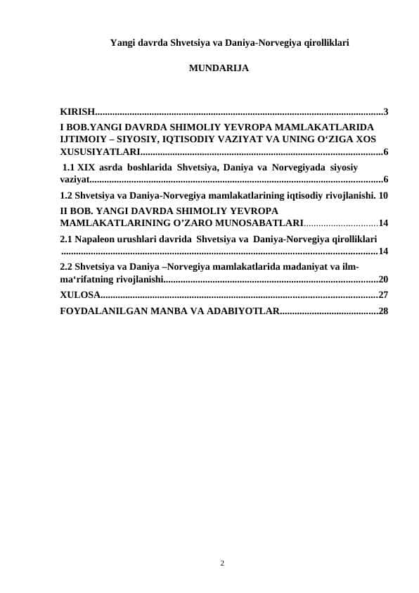 Yangi davrda Shvetsiya va Daniya-Norvegiya qirolliklari