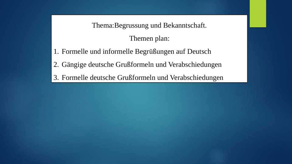 Begrussung und Bekanntschaft.