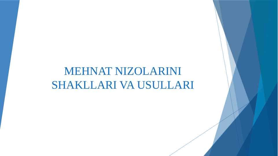 MEHNAT NIZOLARINI SHAKLLARI VA USULLARI