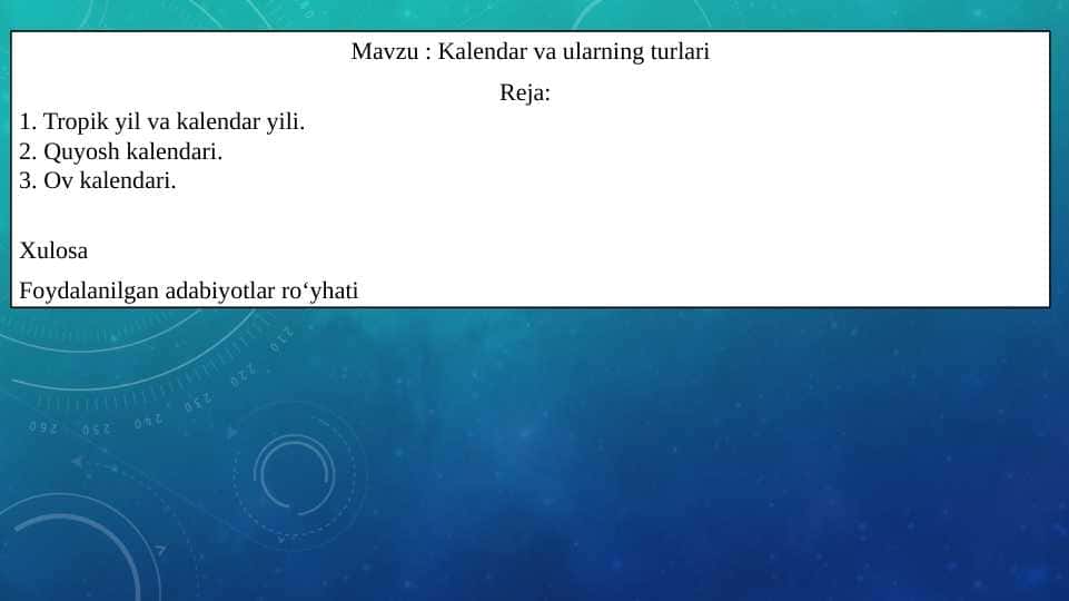 Kalendar va ularning turlari