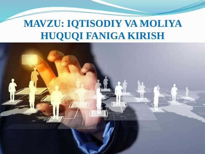 Iqtisodiy va moliya huquqi faniga kirish