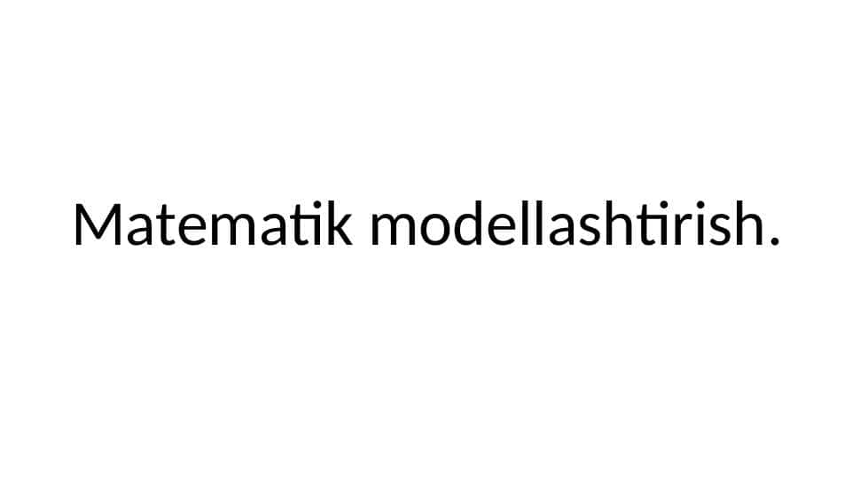 Matematik modellashtirish
