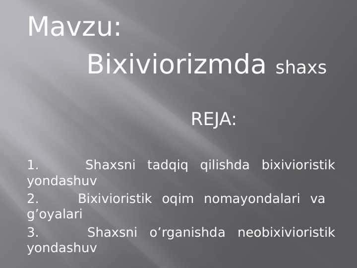 Bixiviorizmda shaxs