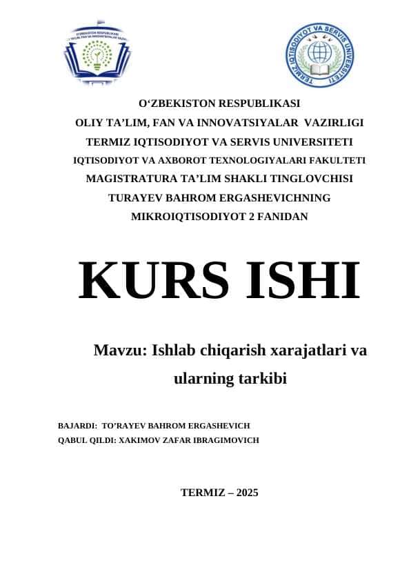 Ishlab chiqarish xarajatlari va ularning tarkibi