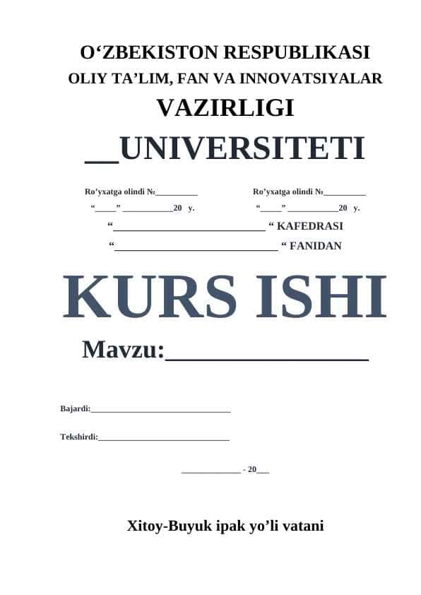 Xitoy-Buyuk ipak yo’li vatani