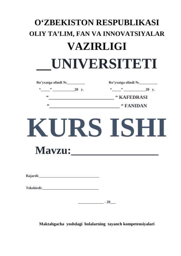 Maktabgacha yoshdagi bolalarning tayanch kompetensiyalari