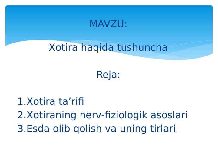 Xotira haqida tushuncha