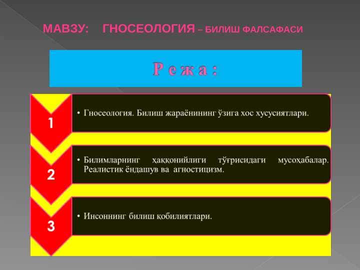 ГНОСЕОЛОГИЯ – БИЛИШ ФАЛСАФАСИ
