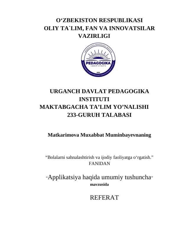 Aplikatsiya haqida umumiy tushuncha