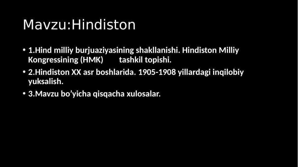 Hindiston XIX-XX ASRDA