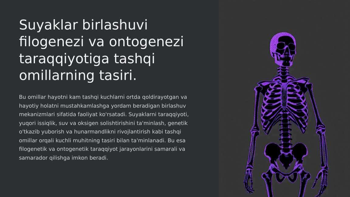 Suyaklar birlashuvi filogenezi va ontogenezi taraqqiyotiga tashqi omillarning tasiri
