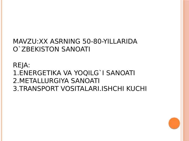 Energetika va Yoqilg`i sanoati