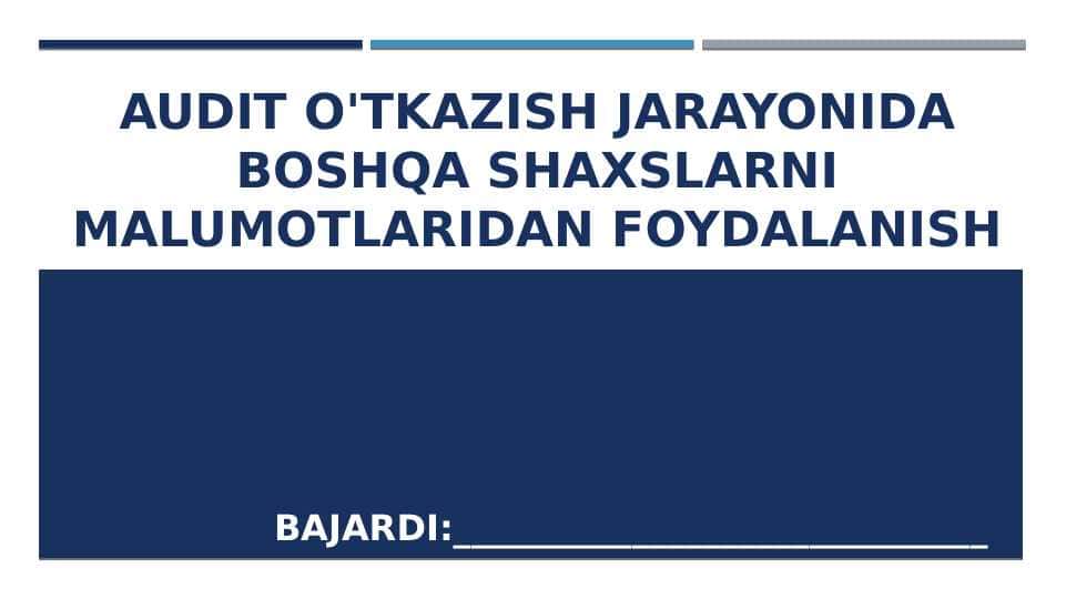 audit o'tkazish jarayonida boshqa shaxslarni malumotlaridan foydalanish