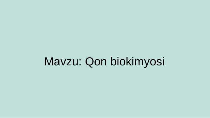 Qon biokimyosi