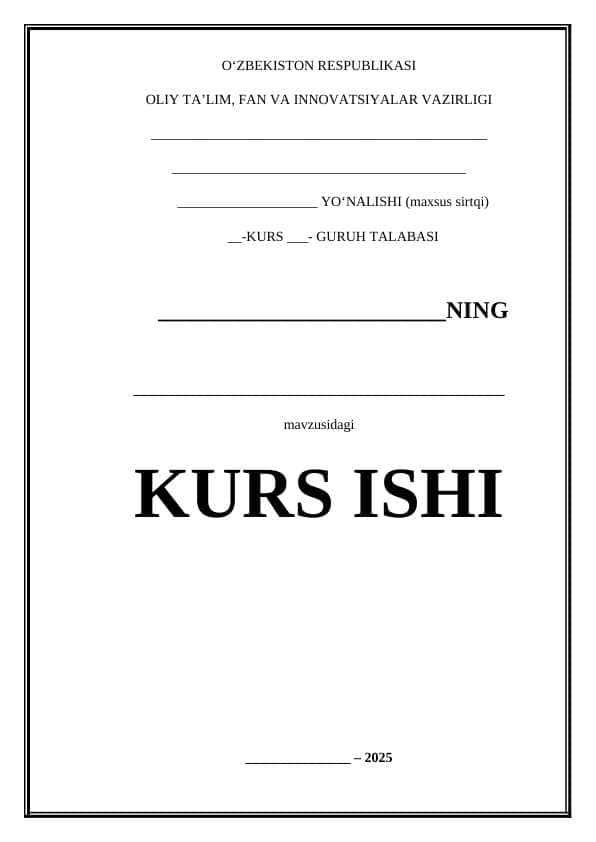 kurs ishi. shablon