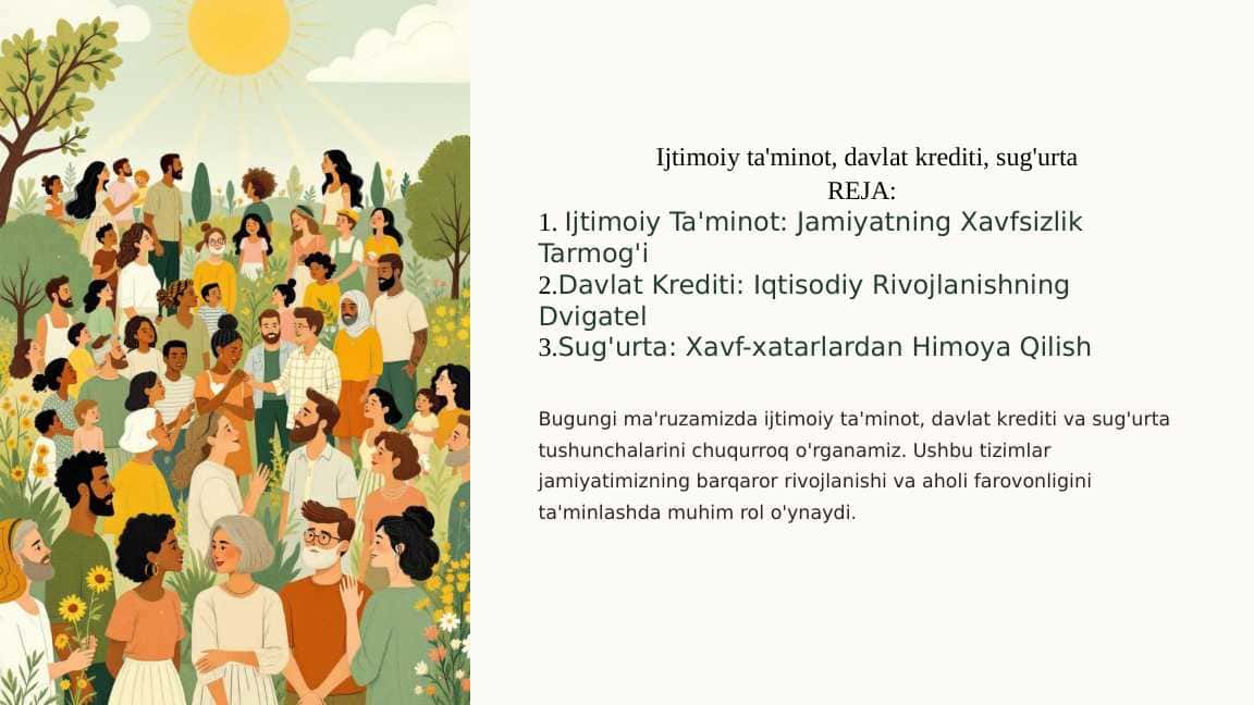 Ijtimoiy ta'minot, davlat krediti, sug'urta