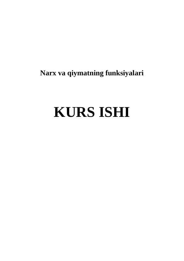 Narx va qiymatning funksiyalari