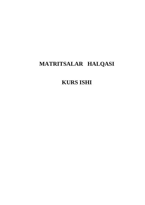 MATRITSALAR HALQASI