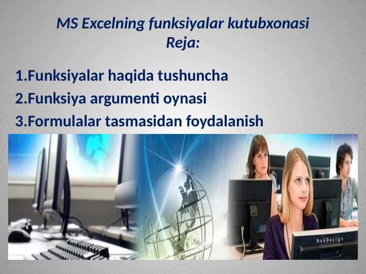 MS Excelning funksiyalar kutubxonasi