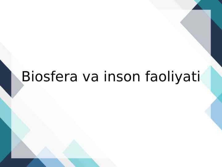 Biosfera va inson faoliyati