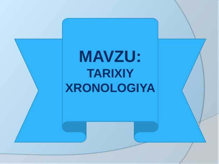 TARIXIY XRONOLOGIYA