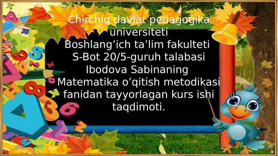 O’quvchilarda masalalarni tenglama tuzib yechishga o’rgatish ko’nikmasini shakllantirish