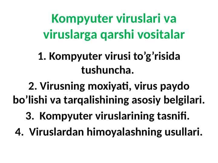 Kompyuter viruslаri vа viruslаrgа qаrshi vositаlаr