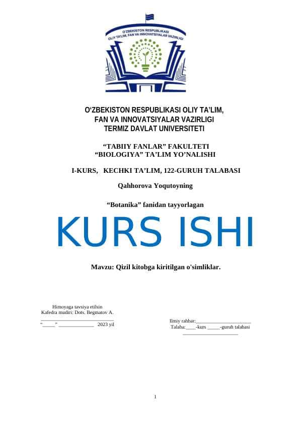 Qizil kitobga kiritilgan o'simliklar