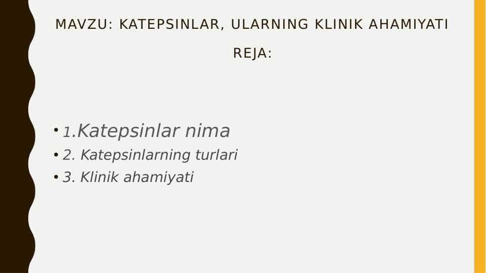 katepsinlar, ularning klinik ahamiyati