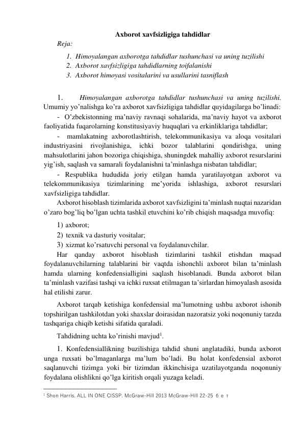 Axborot xavfsizligiga tahdidlar