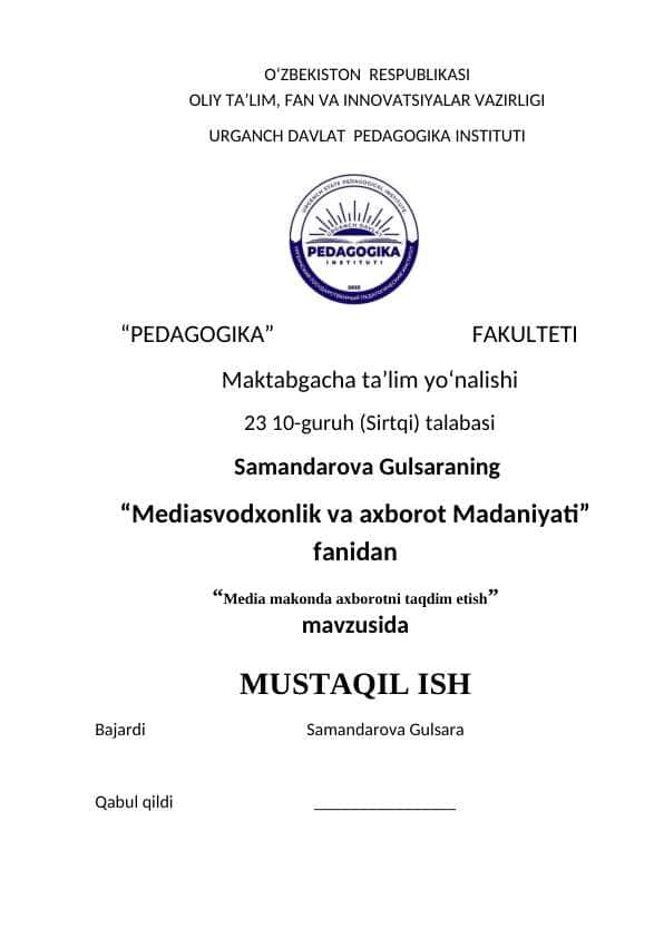 Media makonda axborotni taqdim etish