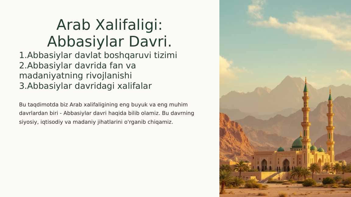 Arab Xalifaligi: Abbasiylar Davri.