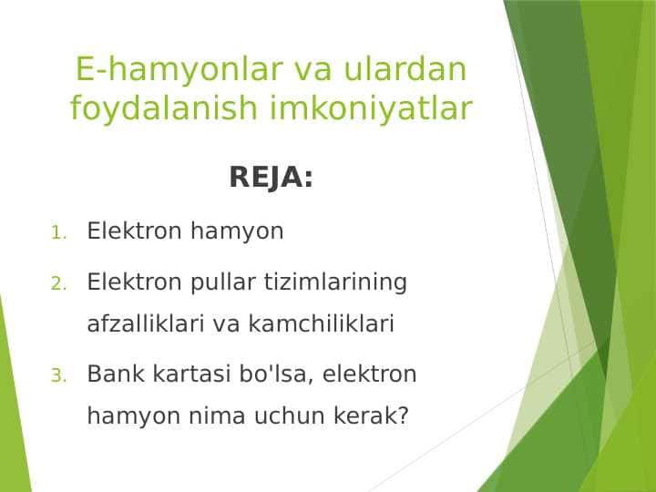 E-hamyonlar va ulardan foydalanish imkoniyatlar