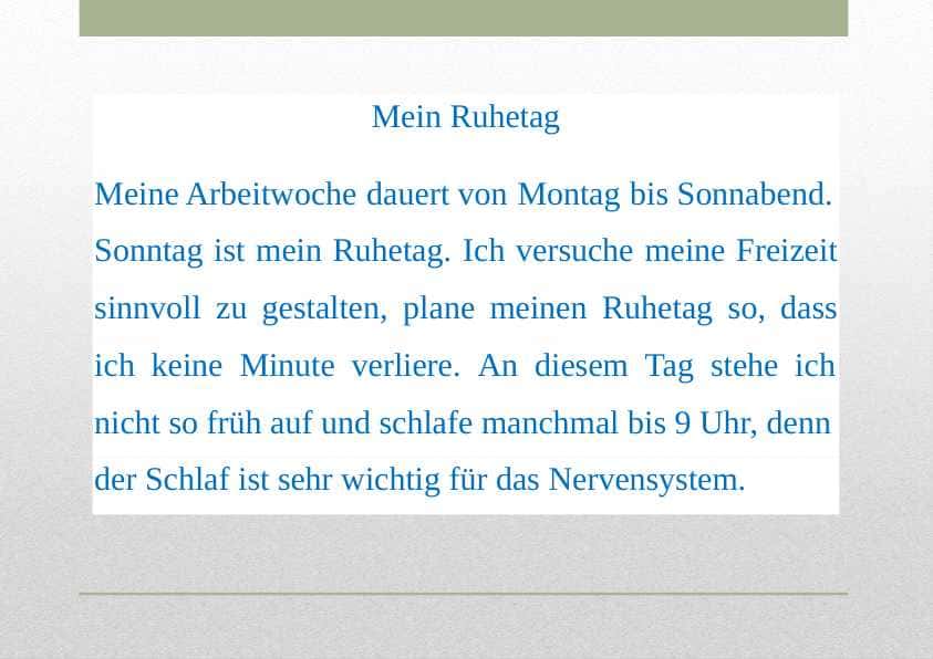 Mein Ruhetag