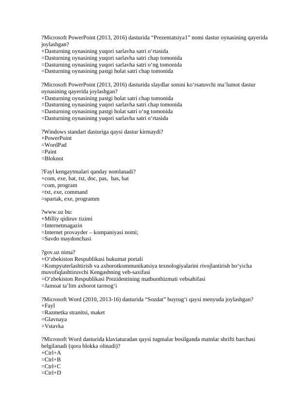 Medisavodxonlik yakuniy javoblari 2025