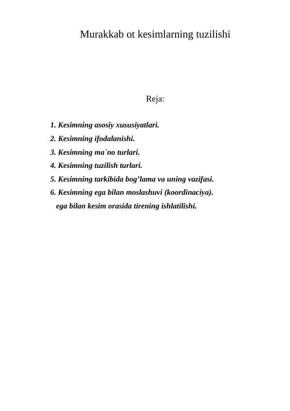 Murakkab ot kesimlarning tuzilishi