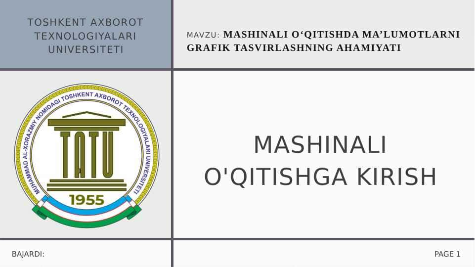 Mashinali o‘qitishda ma’lumotlarni grafik tasvirlashning ahamiyati