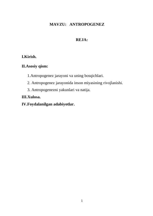 Antropogenezning asosiy bosqichlari