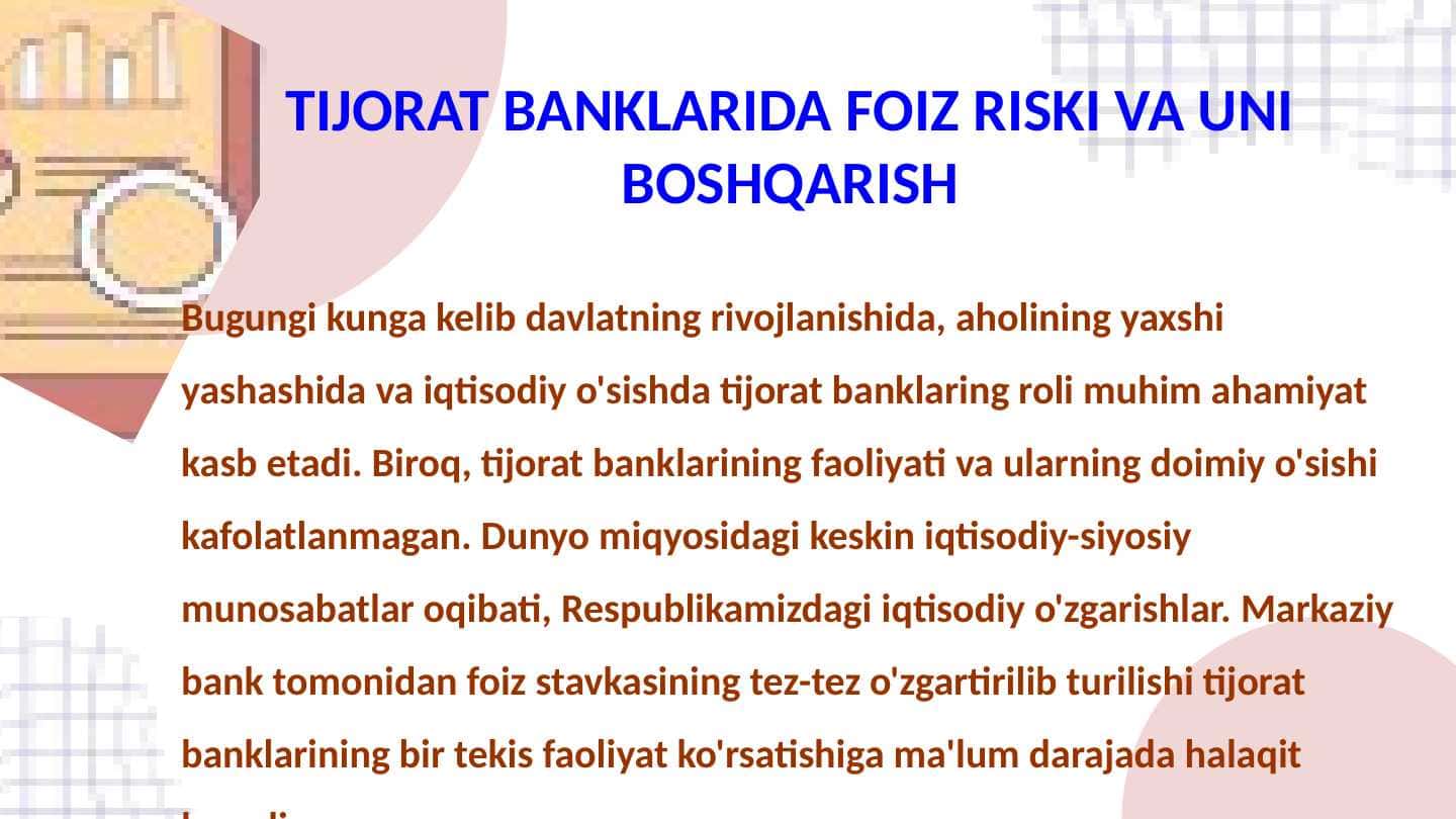 TIJORAT BANKLARIDA FOIZ RISKI VA UNI BOSHQARISH