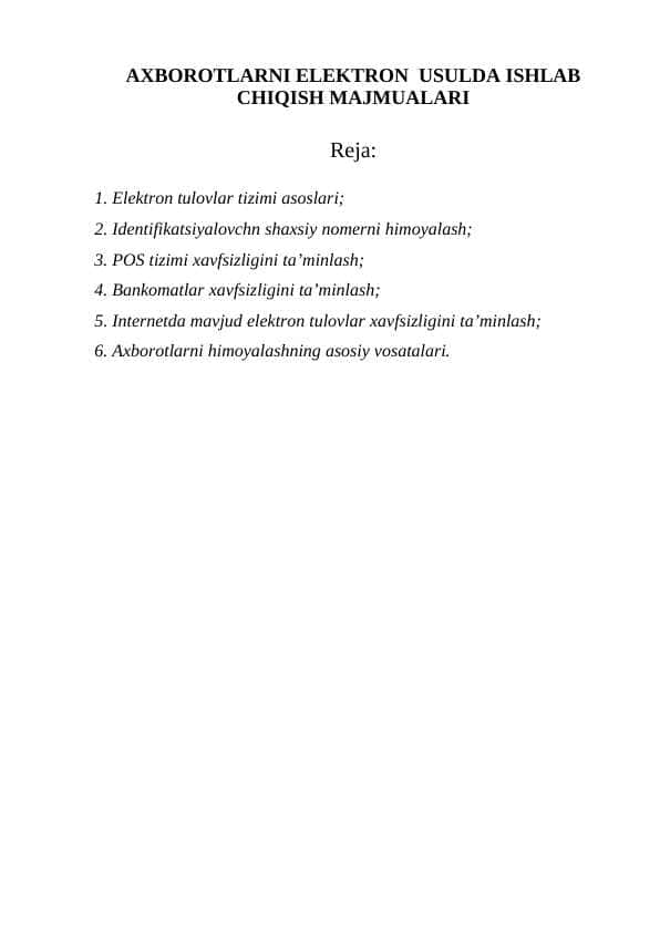 AXBOROTLARNI ELEKTRON USULDA ISHLAB CHIQISH MAJMUALARI
