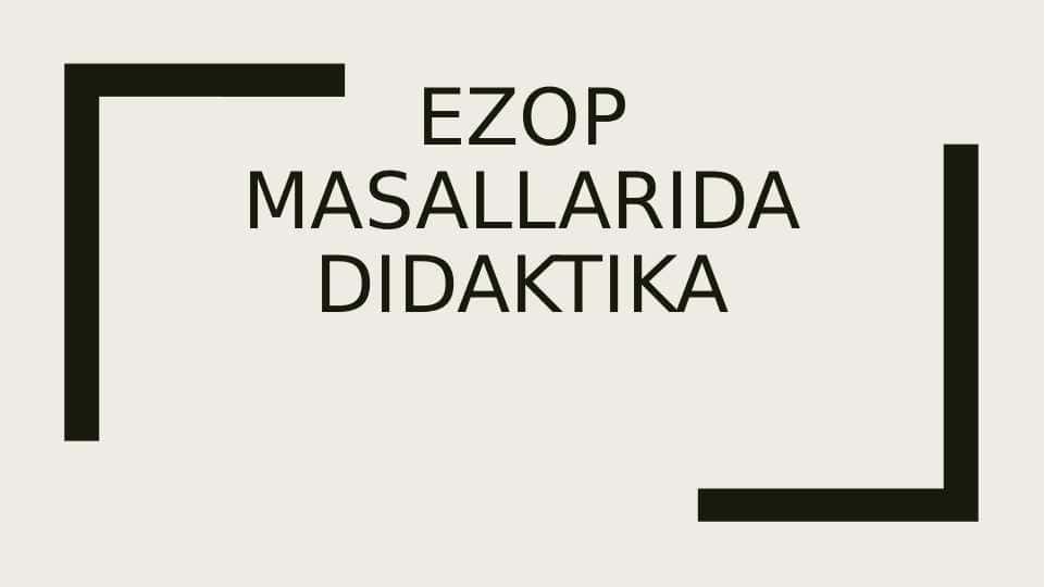 Ezop masallarida didaktika