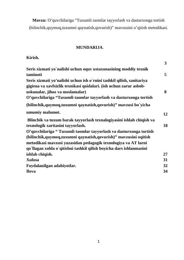 O’quvchilariga “Tuxumli taomlar tayyorlash va dasturxonga tortish