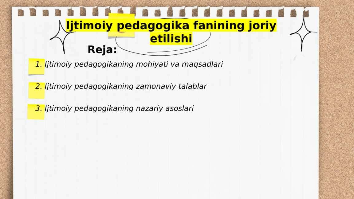 Ijtimoiy pedagogika fanining joriy etilishi