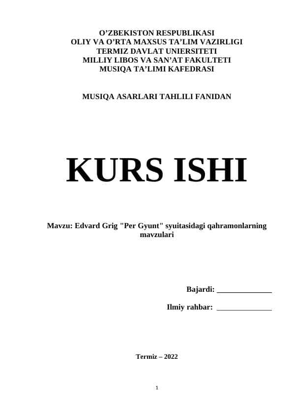 Edvard Grig "Per Gyunt" syuitasidagi qahramonlarning mavzulari