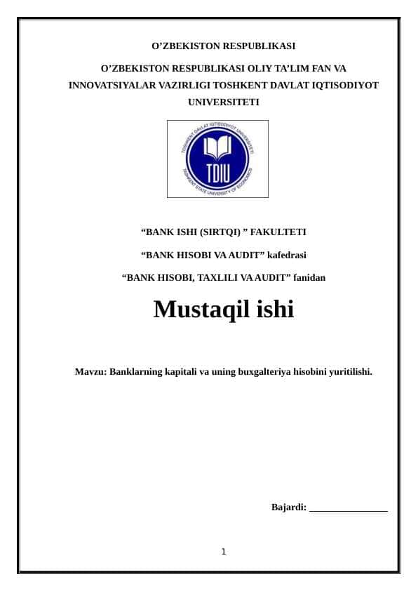 Banklarning kapitali va uning buxgalteriya hisobini yuritilishi. Banklarning kapitali va uning buxgalteriya hisobini yuritilishi.