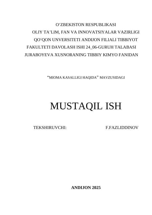 MIOMA KASALLIGI HAQIDA