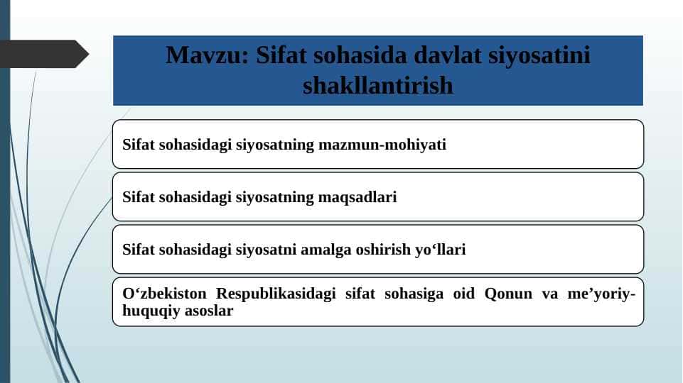 Sifat sohasida davlat siyosatini shakllantirish