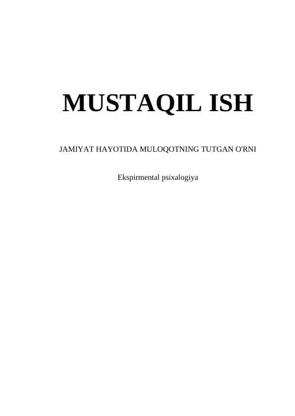 Jamiyat hayotida muloqotning tutgan o'rni